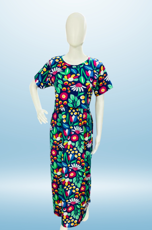 Zipless Feeding Maxi | Normal sleeve | Butterfly & Flower Print | Green & Blue