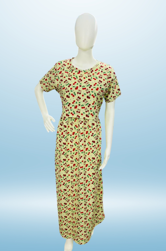 Zipless Feeding Maxi | Normal sleeve | Cherry Print | Mild Yellow