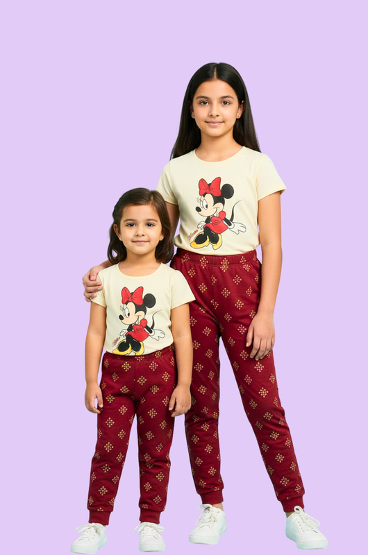 Story Kids | Girls T-shirt & Pant Set | Premium Quality | Badge & Red