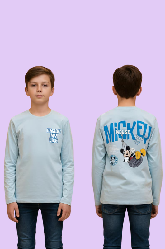 ZARA | Full sleeve T-shirt | Comic Prints | Lite Blue