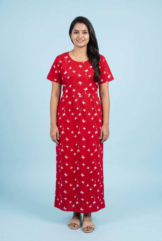 Zipless Feeding Maxi | Normal sleeve | Butterfly Print | Red