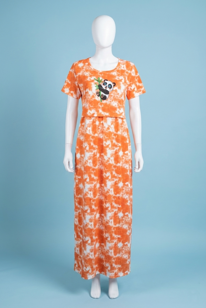 Zipless Feeding Maxi | Tye & Dye | Normal sleeve | Panda Print | Fanta Orange