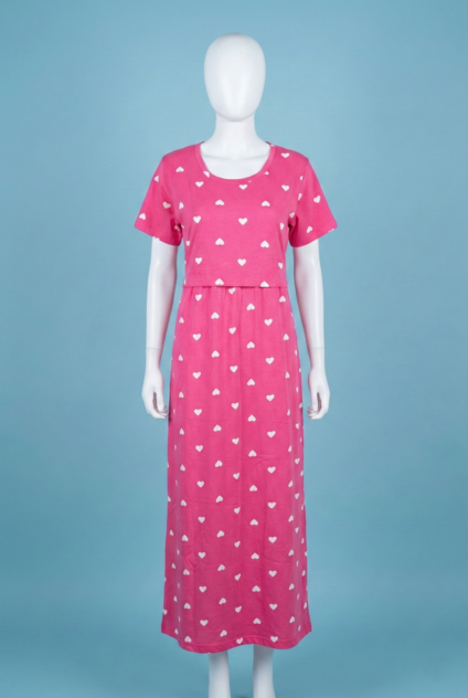 Zipless Feeding Maxi | Normal sleeve | Small Heart Print | Red