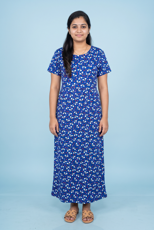 Zipless Feeding Maxi | Normal sleeve |Rainbow Print | Royal blue