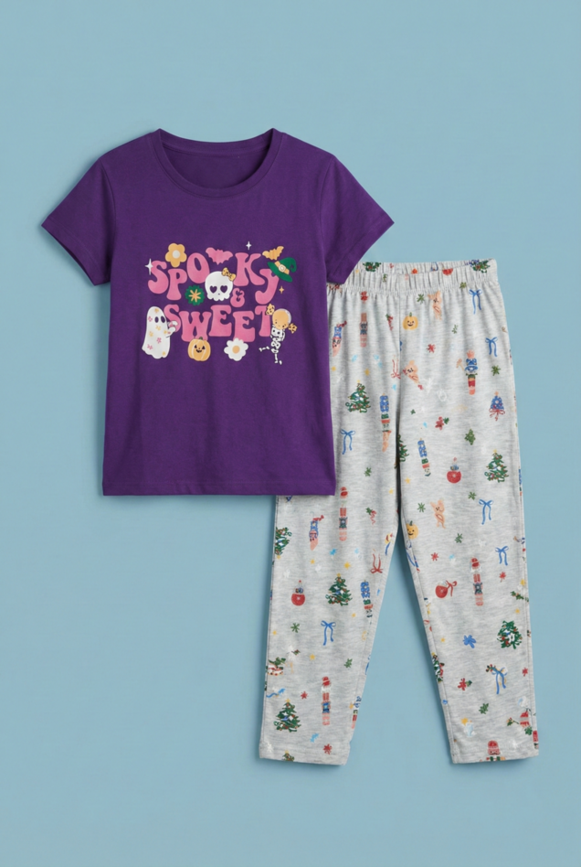 Story Kids | Girls T-shirt & Pant Set | Premium Quality | Violet