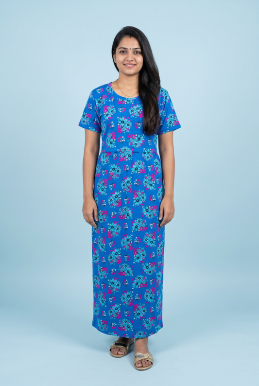 Zipless Feeding Maxi | Normal sleeve | Big Flower Print | Blue