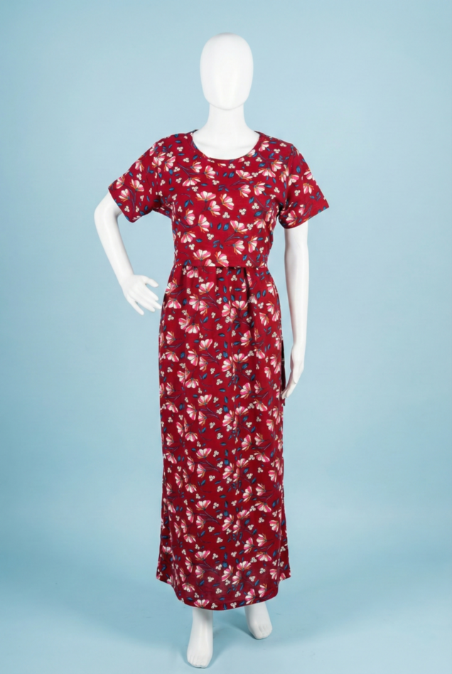 Zipless Feeding Maxi | Normal sleeve | Big Flower Print | Red