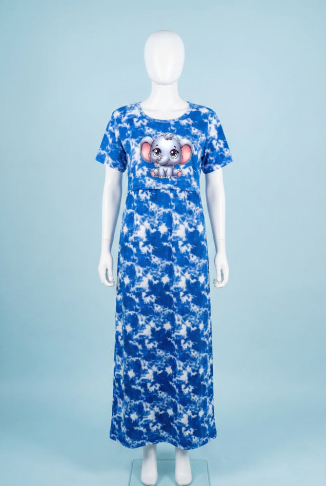 Zipless Feeding Maxi | Tye & Dye | Normal sleeve | Elephant Print | Blue