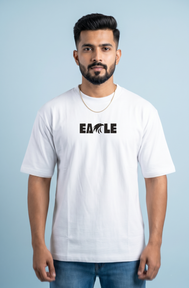 Round Neck - Drop shoulder T-shirt | Eagle Puff Print