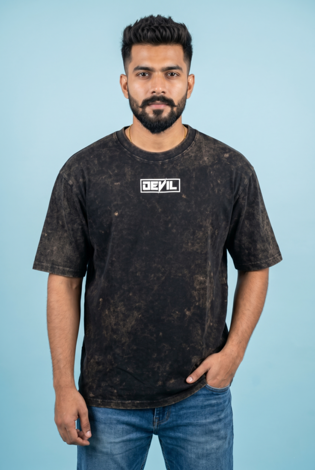 Round Neck - Drop shoulder | Acid Washed | Cars Print