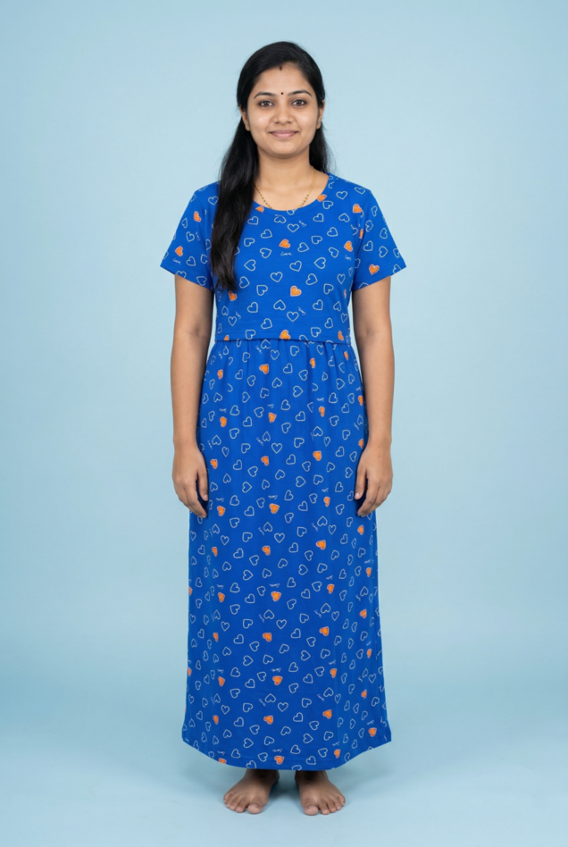 Zipless Feeding Maxi | Normal sleeve | Small Heart Print | Royal Blue