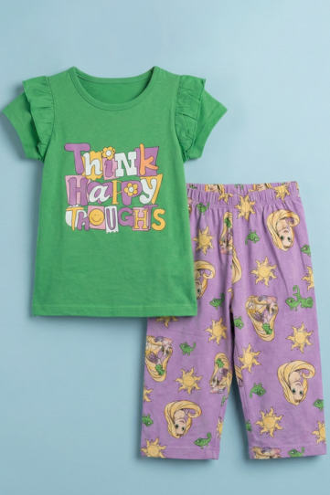 Story Kids| Girls Capri Set| Frill Sleeve | Green