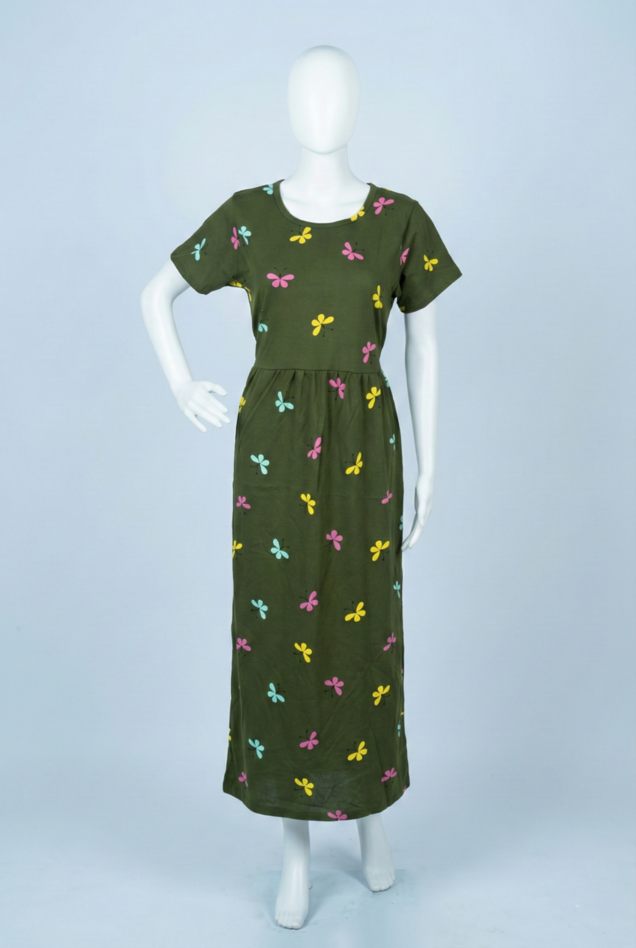 Non-Feeding Maxi | Normal sleeve | Butterfly print | Green