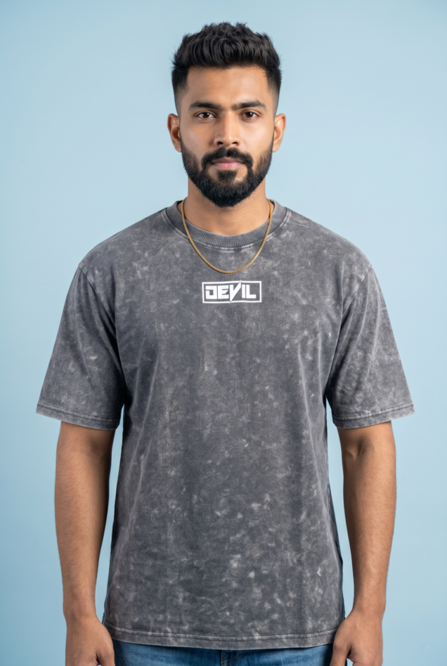 Round Neck - Drop shoulder | Acid Washed | Cars Print