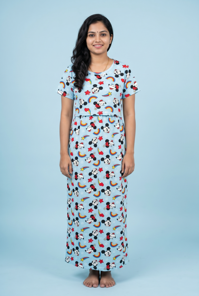 Zipless Feeding Maxi | Normal sleeve | Rianbow & Micky Print | Mild Green