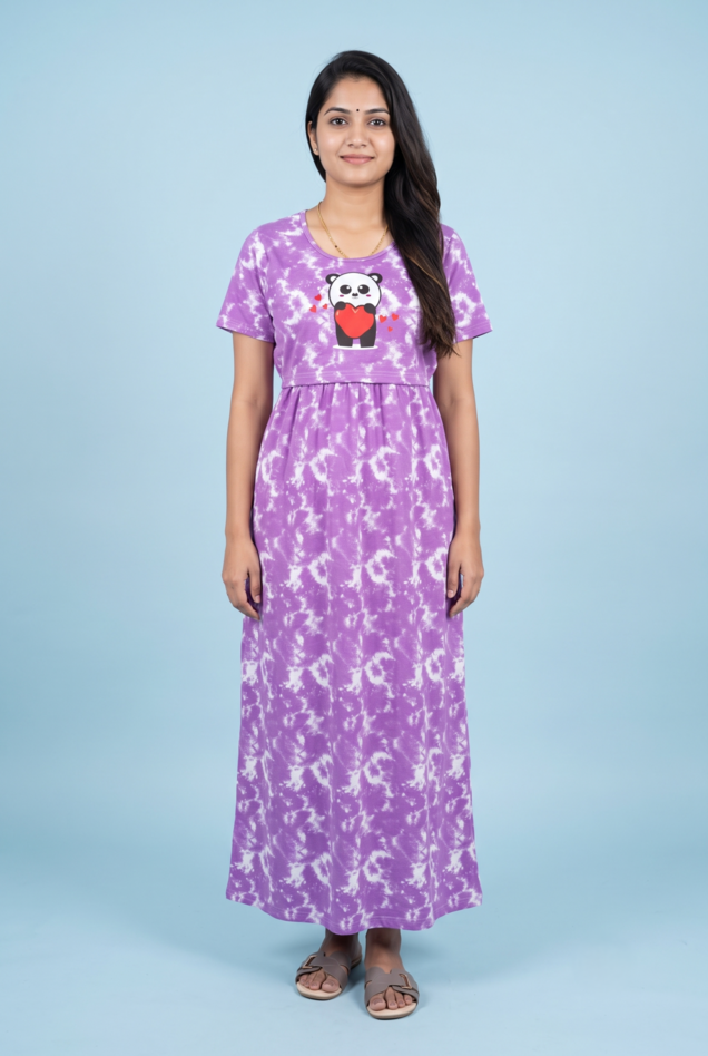 Zipless Feeding Maxi | Tye & Dye | Normal sleeve | Elephant Print | Violet