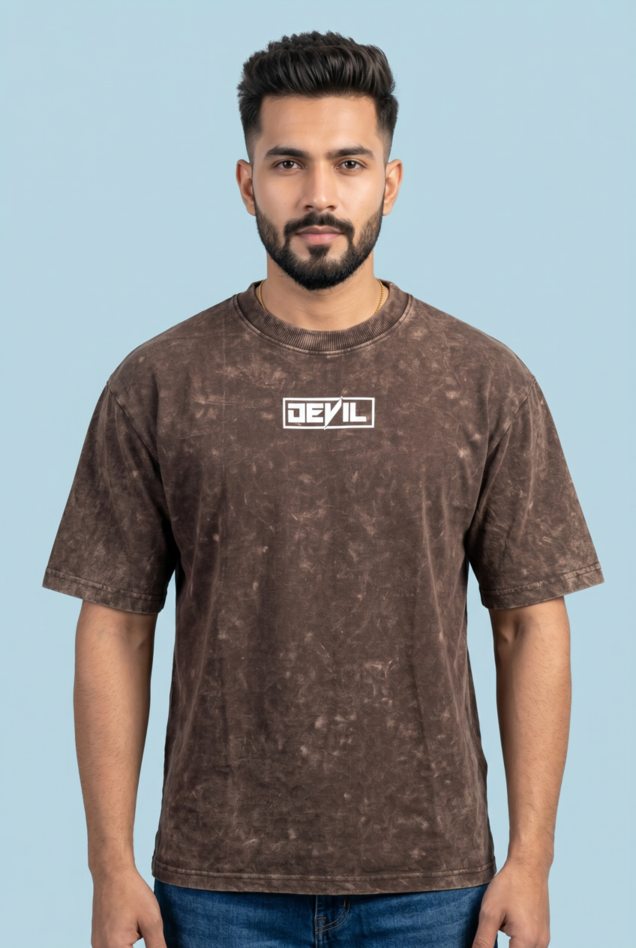 Round Neck - Drop shoulder | Acid Washed | Cars Print