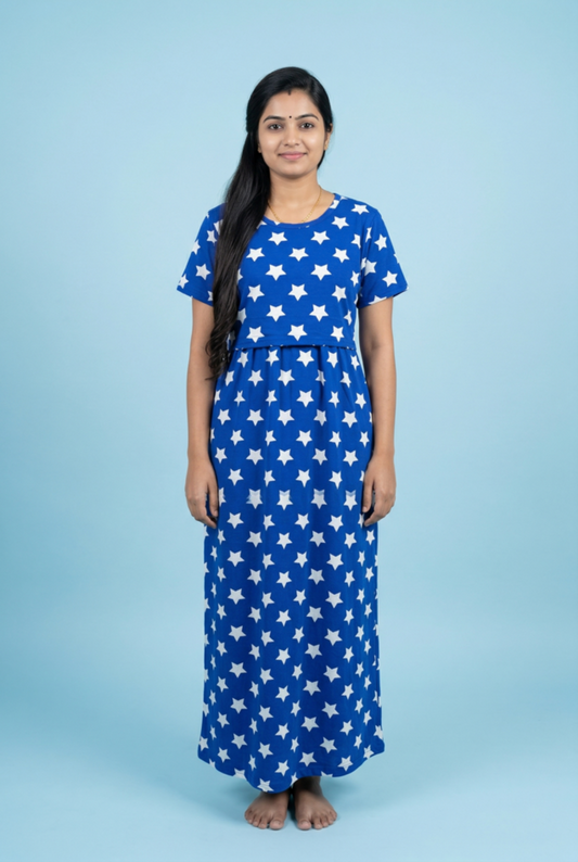Zipless Feeding Maxi | Normal sleeve | Star Print | Blue