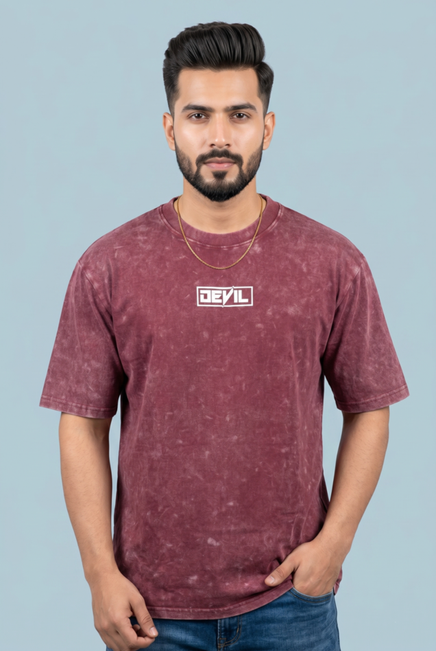 Round Neck - Drop shoulder | Acid Washed | Cars Print