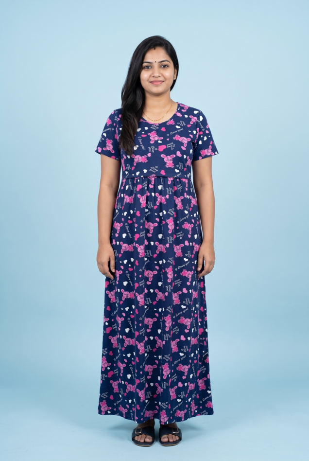 Zipless Feeding Maxi | Normal sleeve | Rabbit Print | Navy Blue