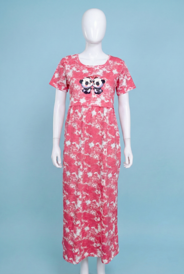 Zipless Feeding Maxi | Tye & Dye | Normal sleeve | Panda Print | Pink