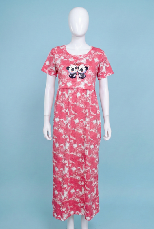 Zipless Feeding Maxi | Tye & Dye | Normal sleeve | Panda Print | Pink