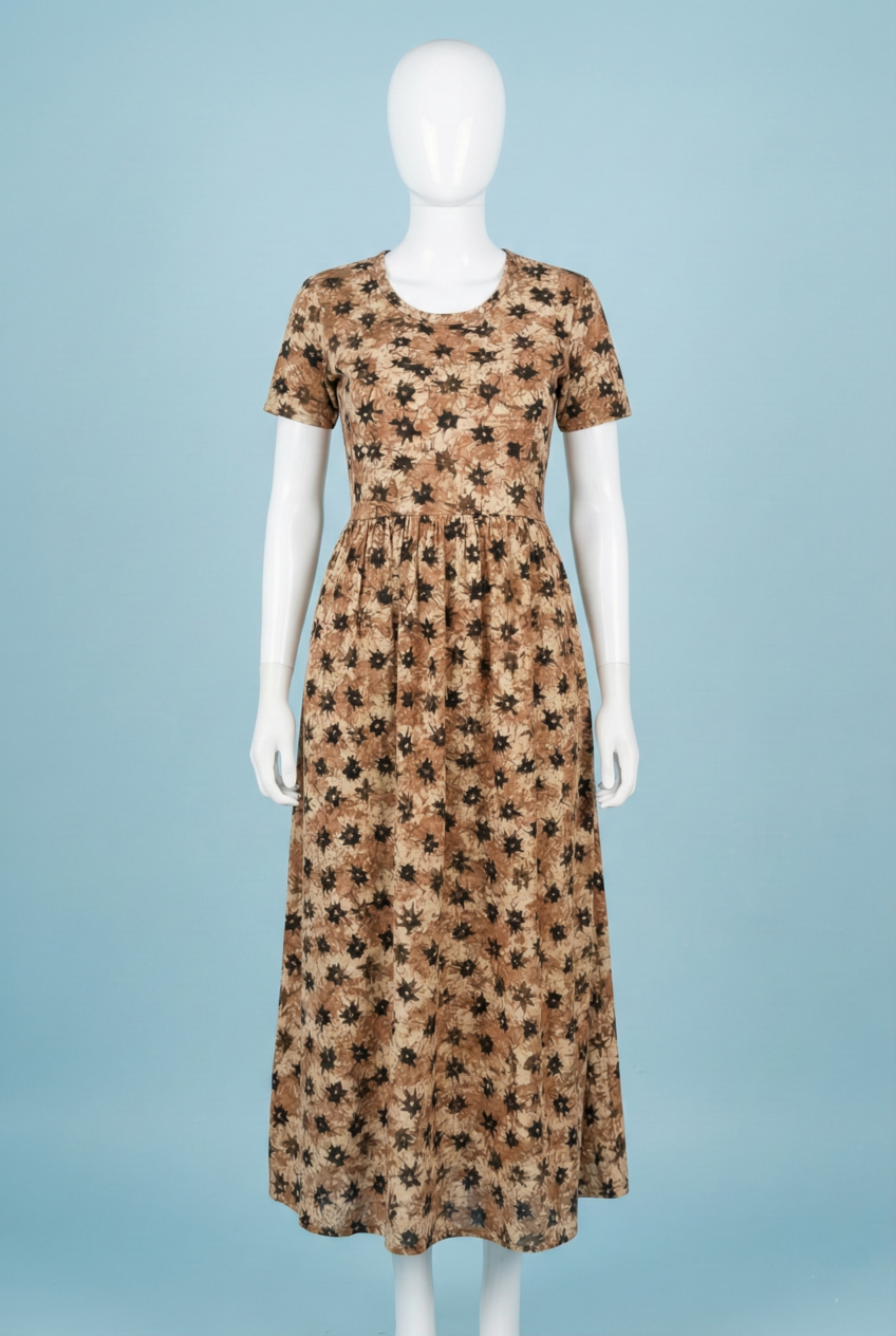 Non-Feeding Maxi | Normal sleeve | floral print | Brown