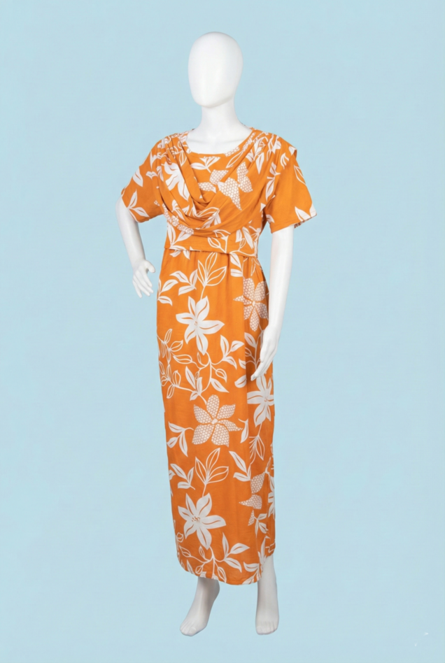 Zipless Shawl Type Feeding Maxi | Normal sleeve | Flower Print | Yellow