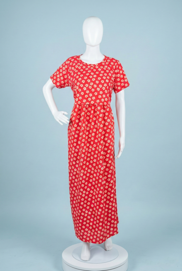 Zipless Feeding Maxi | Normal sleeve | Small flower Print | Red