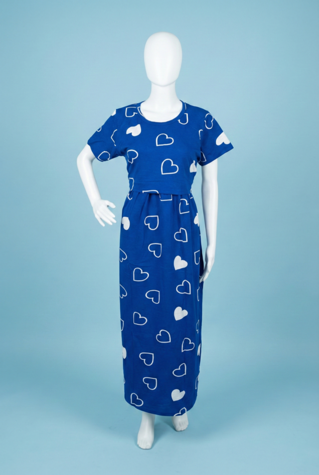 Zipless Feeding Maxi | Normal sleeve | Big Heart Print | Blue