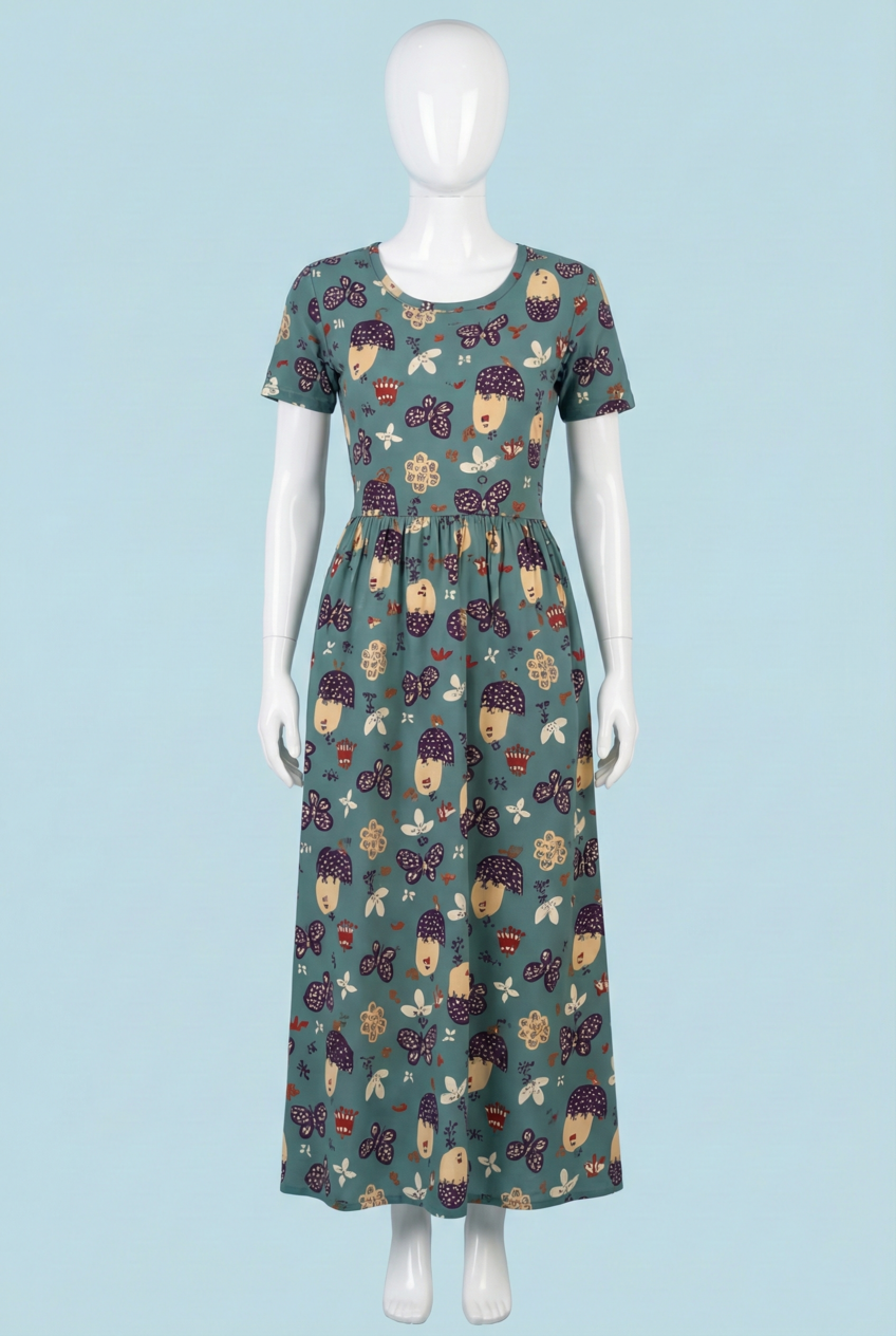 Non-Feeding Maxi | Normal sleeve | Fruit print | Grey