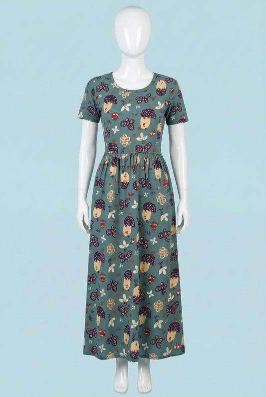 Non-Feeding Maxi | Normal sleeve | Fruit print | Grey