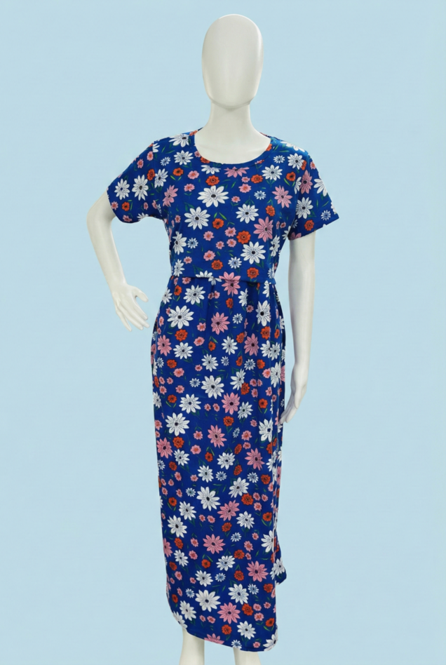 Zipless Feeding Maxi | Normal sleeve | Big Flower Print | Blue