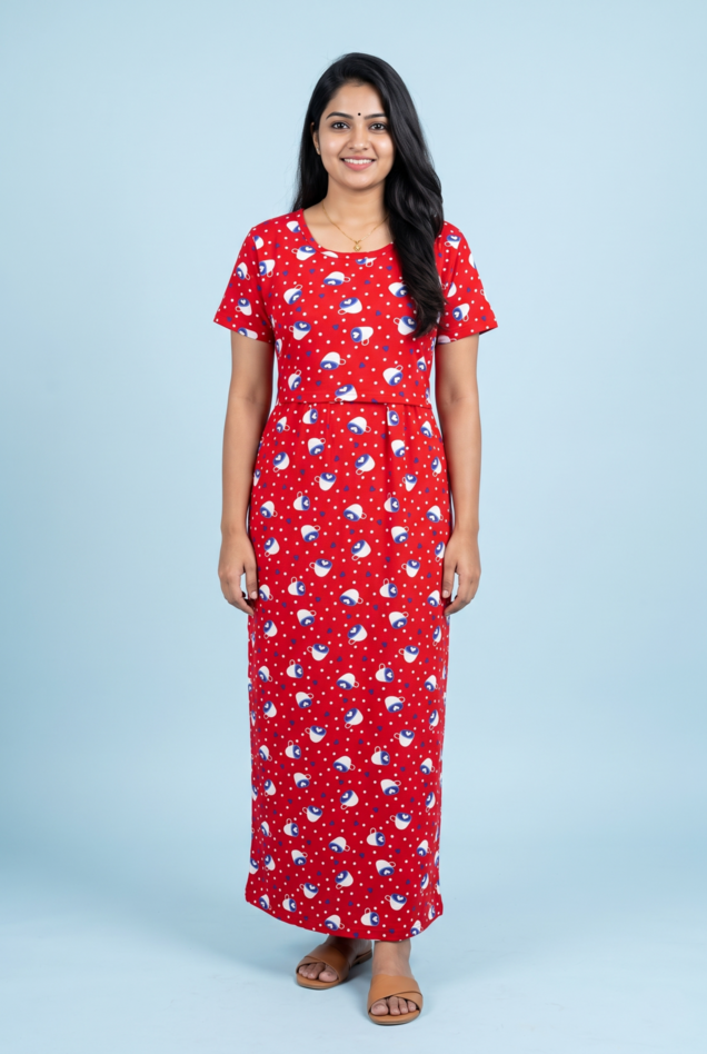 Zipless Feeding Maxi | Normal sleeve | Heart Mug Print | Red