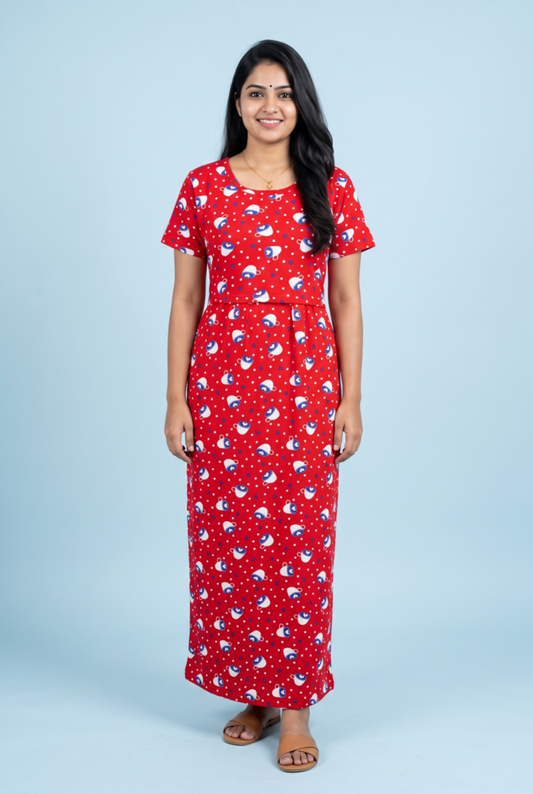 Zipless Feeding Maxi | Normal sleeve | Heart Mug Print | Red