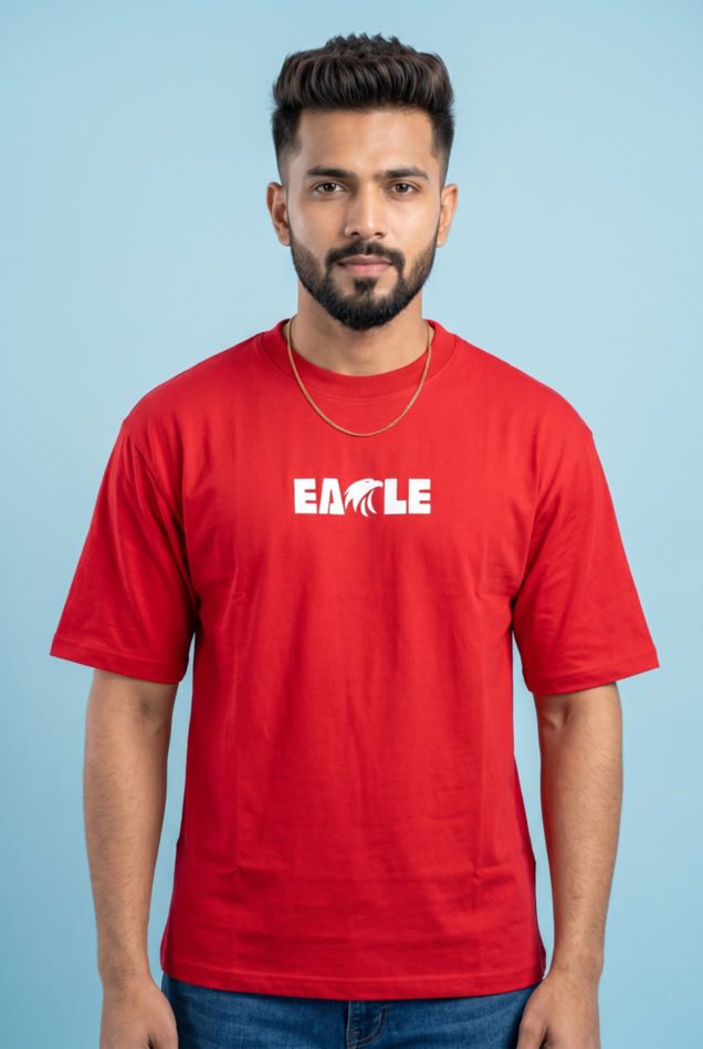 Round Neck - Drop shoulder T-shirt | Eagle Puff Print