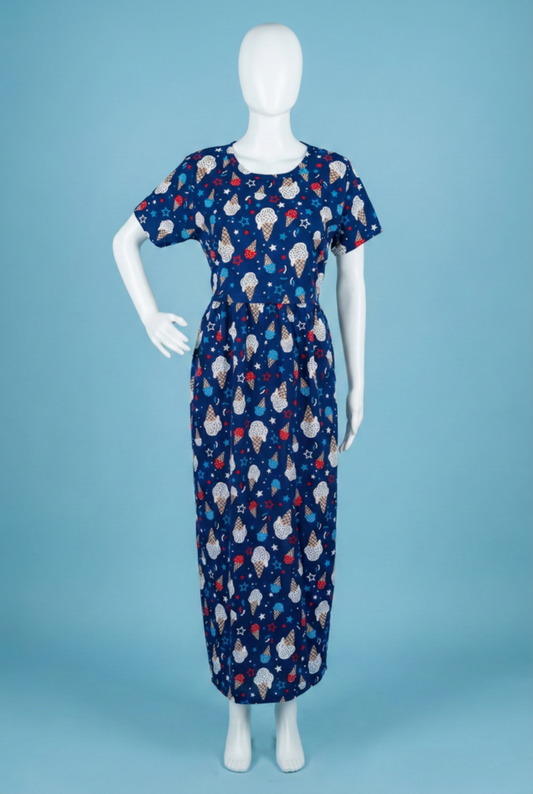 Zipless Feeding Maxi | Normal sleeve | Ice cream Print | Dark Blue