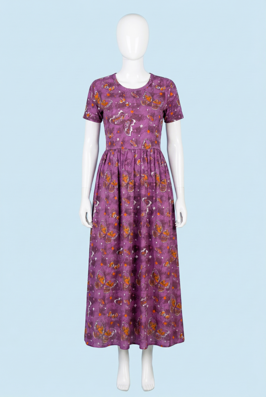 Non-Feeding Maxi | Normal sleeve | Butterfly print | Violet
