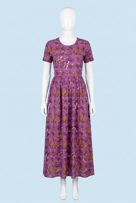 Non-Feeding Maxi | Normal sleeve | Butterfly print | Violet