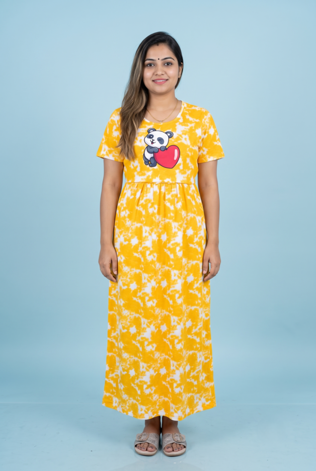 Zipless Feeding Maxi | Tye & Dye | Normal sleeve | Panda Love Print | Yellow