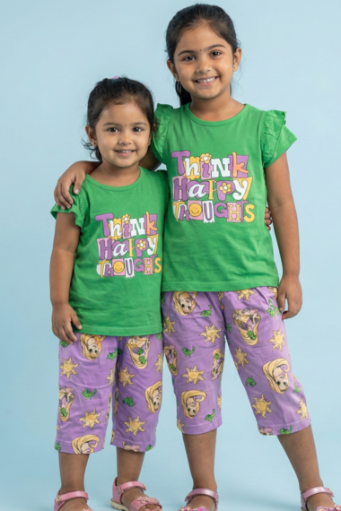 Story Kids| Girls Capri Set| Frill Sleeve | Green