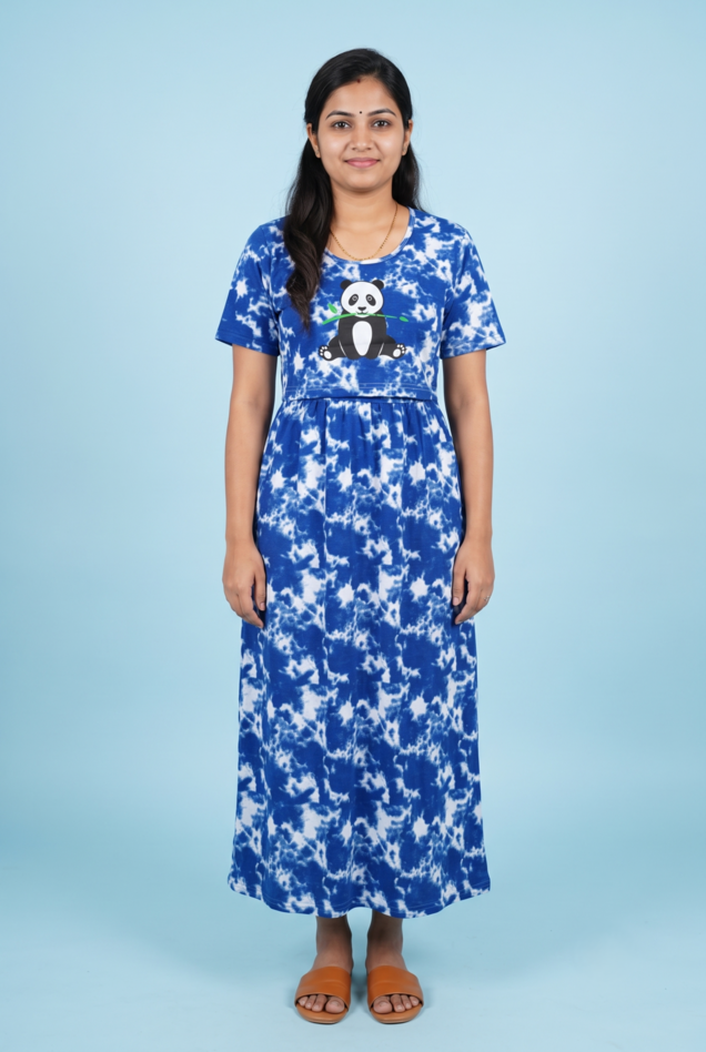 Zipless Feeding Maxi | Tye & Dye | Normal sleeve | Panda Print | Blue
