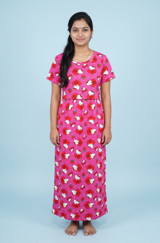 Zipless Feeding Maxi | Normal sleeve | Big Heart Print | Pink