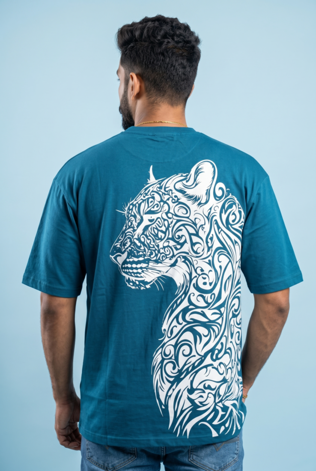 Round Neck - Drop shoulder | Tiger Puff Print