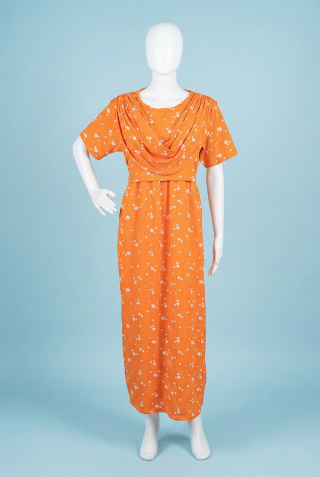 Zipless Shawl Type Feeding Maxi | Normal sleeve | Small Flower Print | Yellow
