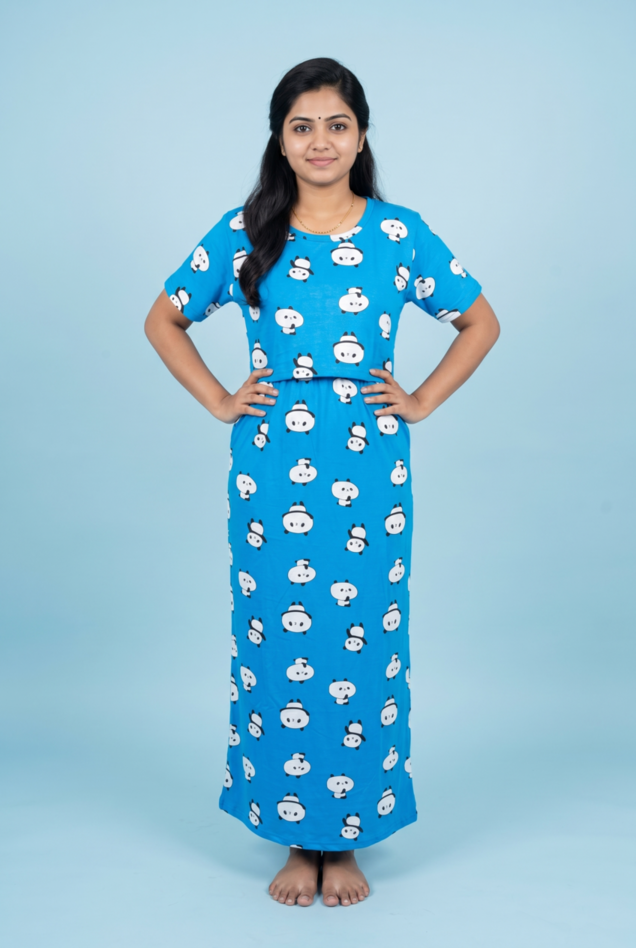 Zipless Feeding Maxi | Normal sleeve |Panda Print | Blue
