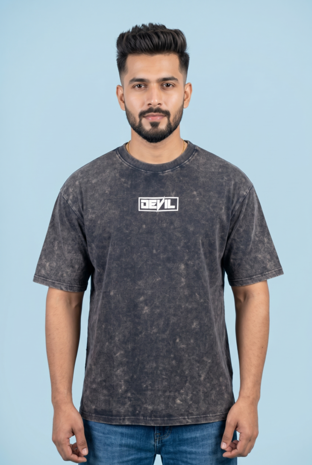 Round Neck - Drop shoulder | Acid Washed | Cars Print