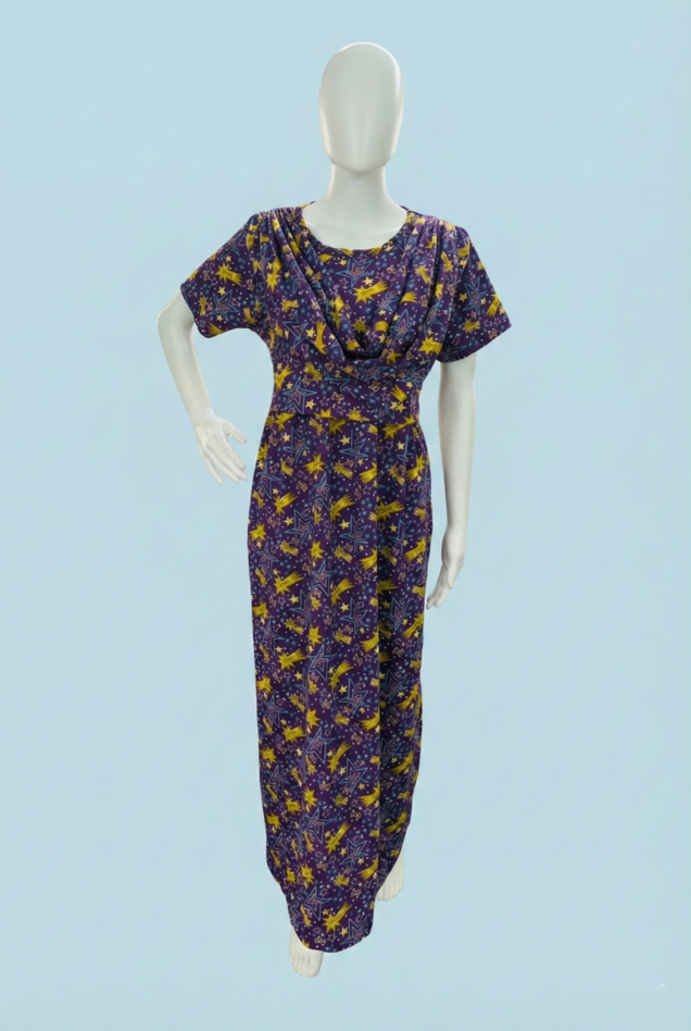 Zipless Shawl Type Feeding Maxi | Normal sleeve | Star Print | Violet