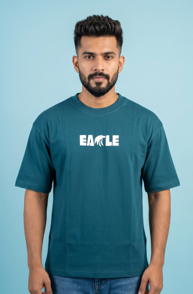 Round Neck - Drop shoulder T-shirt | Eagle Puff Print