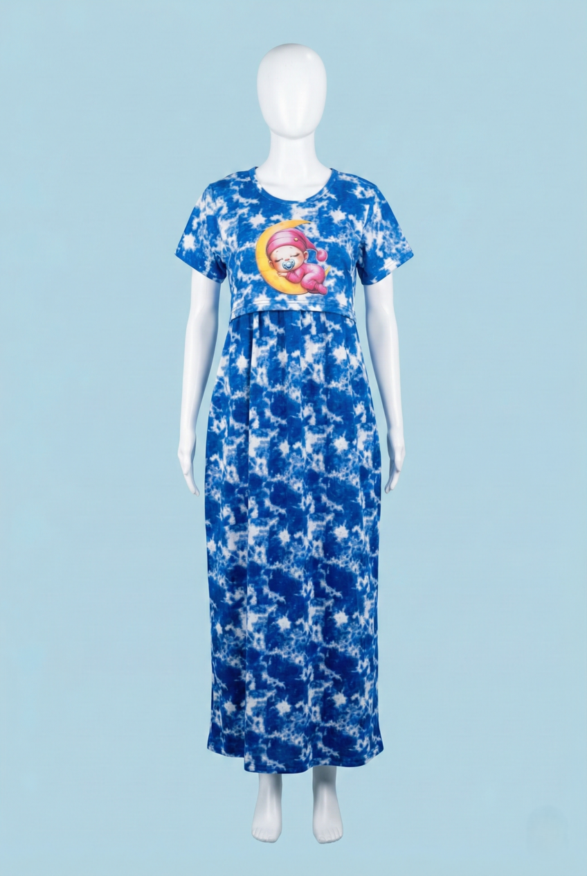 Zipless Feeding Maxi | Tye & Dye | Normal sleeve | Moon Print | Dark Blue